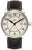 Reloj Zeppelin para hombre con correa de cuero negra, caja plateada, esfera blanca y visualización de fecha