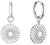 Pendientes de aro plateados con colgantes redondos de sol y piedras decorativas