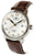 Reloj de hombre: caja plateada, esfera blanca, correa de cuero marrón, automático