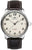 Reloj Zeppelin para hombre con caja redonda plateada, esfera beige y correa de cuero negra
