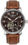 Reloj Zeppelin para hombre con corazón abierto, correa de cuero marrón y esfera oscura