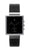Pulsera de reloj para hombre Jacob Jensen con caja rectangular, esfera negra y correa de cuero negra