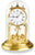 Reloj de mesa de latón con cúpula de cristal, números romanos y mecanismo dorado