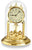 Reloj de mesa con campana de cristal, esfera redonda y carcasa de metal dorado