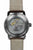 Fondo de reloj de pulsera para hombre con vista del movimiento automático y correa de cuero beige, caja de acero