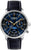 Reloj de mujer con esfera azul, indicador de fases lunares y correa de piel azul oscuro