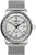 Reloj Zeppelin para hombre con correa de metal plateada, esfera blanca y anillo GMT azul, fecha