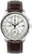 Reloj para hombre con cronógrafo, caja de acero inoxidable plateado, correa de cuero marrón, fecha a las 25