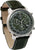 Reloj de hombre con esfera verde, subesferas de cronógrafo y correa de cuero verde