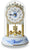 Reloj de mesa de cerámica con flores azules, cristal en forma de campana y adornos dorados
