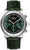 Pulsera de hombre, correa de cuero verde, esfera de cronógrafo, caja de acero inoxidable plateado