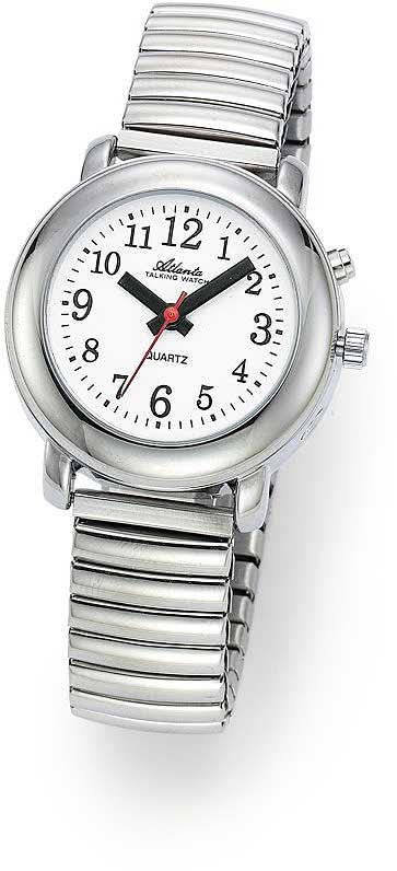 Reloj Atlanta para mujer con esfera redonda, números arábigos y pulsera de metal plateado