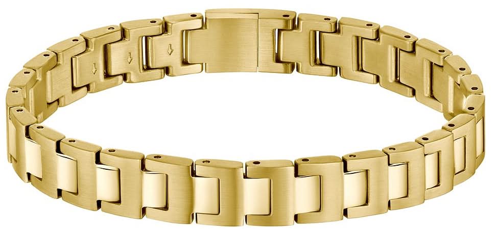 Pulsera para hombre de acero inoxidable con baño de oro IP y eslabones rectangulares