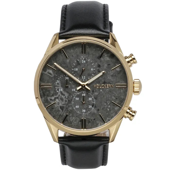 Holzkern Existential Armbanduhr Gold • Marmorzifferblatt • Quarzwerk