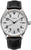 Reloj Junkers para hombre con correa de cuero negra, caja plateada y esfera blanca