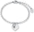 Pulsera con colgante de corazón de metal, piedra redonda en el colgante, cadena de eslabones y cierre