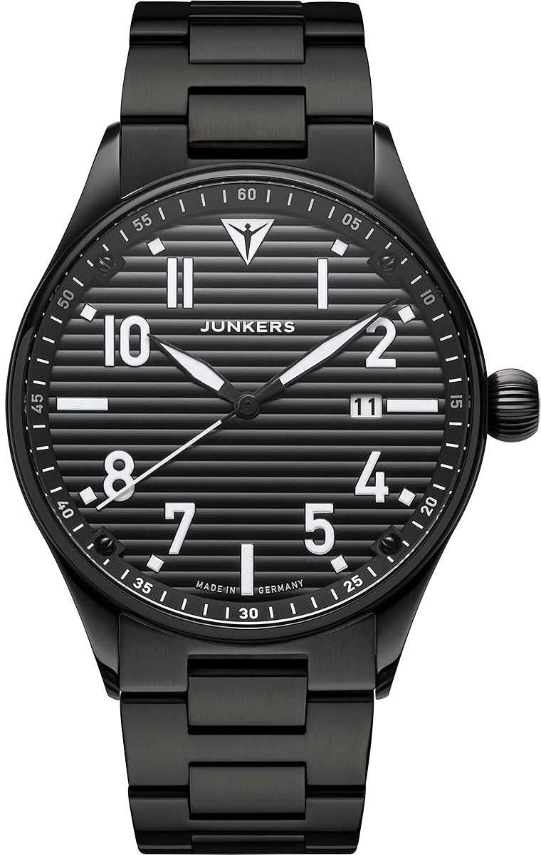 Pulsera de hombre Junkers con esfera negra y brazalete de metal negro