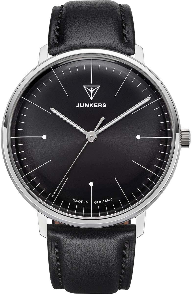 Reloj de hombre Junkers con esfera negra y correa de cuero negra