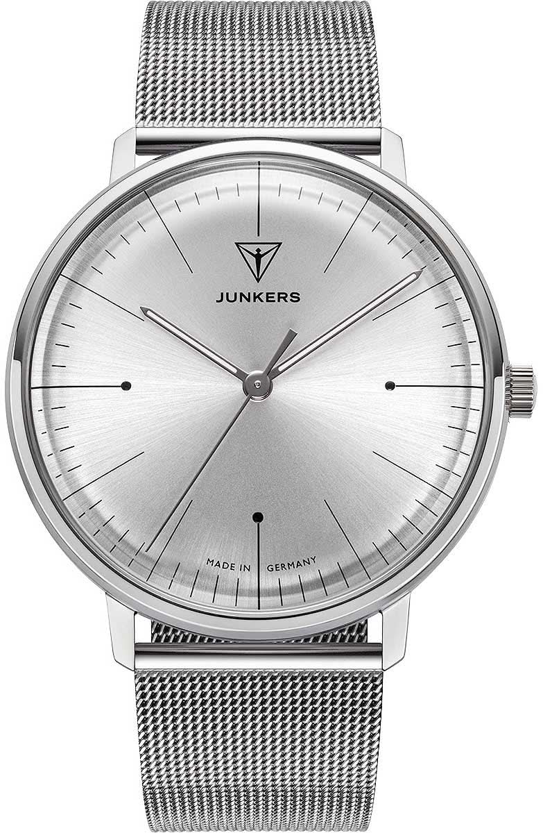 Reloj Junkers para hombre con correa de malla plateada y esfera redonda plateada