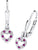 Pendientes de botón en forma de corazón de metal plateado con pedrería rosa y morada