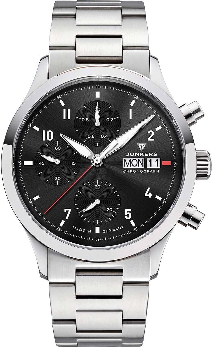 Pulsera de acero inoxidable para hombre con esfera negra y visualización de fecha