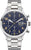 Pulsera para hombre: esfera azul, brazalete de acero inoxidable plateado, caja redonda
