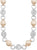 Collar bicolor con eslabones redondos y charms de cristal en plateado y beige