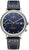 Reloj de hombre con esfera azul oscuro, ventana de fecha y correa de cuero oscuro