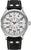 Reloj de hombre con correa de cuero negra y caja plateada, esfera con números