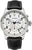 Reloj de hombre con correa de cuero negra, caja plateada y esfera blanca.