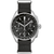 Reloj de pulsera para hombre con esfera negra y correa de cuero negra, bisel taquímetro, cronógrafo