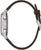 Reloj de pulsera para hombre con correa de cuero marrón y caja plateada, controles laterales