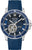Reloj para hombre con esfera azul, correa de caucho azul y caja de acero inoxidable plateado