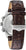 Reloj Bulova para hombre con correa de cuero marrón y fondo de acero inoxidable, lengüetas de fijación visibles