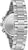 Reloj de hombre con pulsera de metal plateado, fondo de caja plateado y pulsadores laterales
