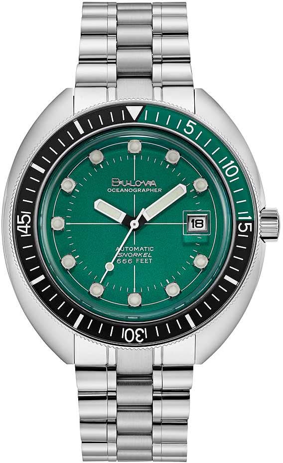 Reloj de hombre con esfera verde, bisel y brazalete de acero, automático, con fecha