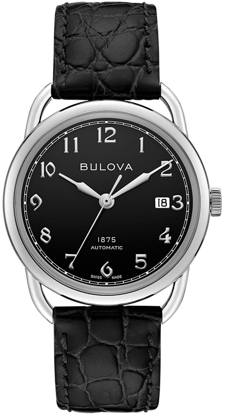 Reloj de hombre con esfera negra, caja plateada y correa de cuero negra