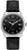 Reloj de hombre con esfera negra, caja plateada y correa de cuero negra