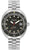 Reloj automático para hombre: correa de acero inoxidable plateada, esfera negra con ventana de fecha