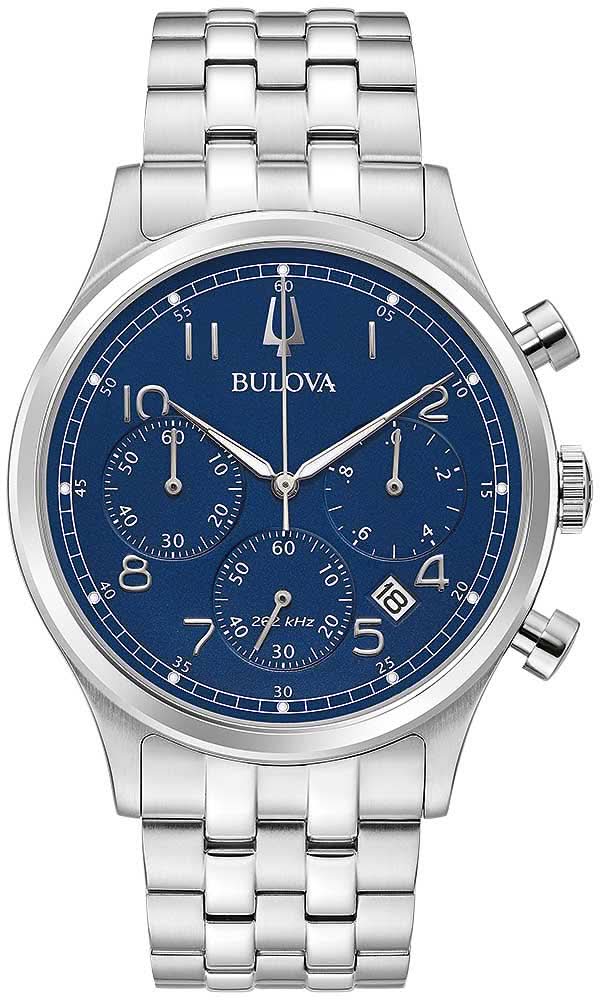 Reloj cronógrafo para hombre con esfera azul y correa de acero inoxidable