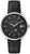 Reloj Bulova para hombre con esfera negra, caja plateada y correa de cuero negra