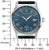 Reloj automático para hombre con esfera de mapa del mundo azul, indicador de fecha y correa de cuero negra