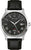 Reloj de hombre con esfera negra, índices romanos y correa de cuero negra