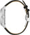 Reloj de hombre en perfil lateral con correa de cuero negra y caja plateada