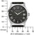 Reloj de hombre con escala: esfera negra, números romanos, correa de cuero