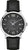 Reloj de hombre con correa de cuero negra, caja plateada y esfera negra