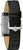Pulsera de hombre con correa de cuero negra y caja rectangular plateada, vista lateral