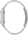 Reloj de mujer, vista lateral: caja de acero inoxidable plateada con eslabones y corona
