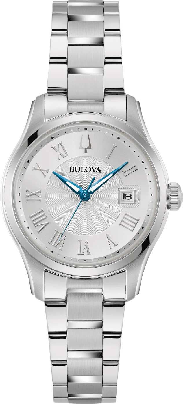 Reloj de mujer con brazalete de metal plateado, esfera blanca, índices romanos, fecha 18