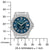 Reloj de mujer con esfera azul y bisel de diamantes, dibujo técnico con medidas en mm